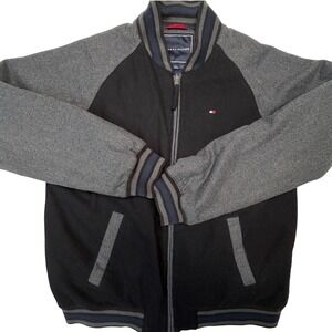 Y2K Tommy Hilfiger Mens Wool Blend Varsity Bomber Jacket Medium Minimalist